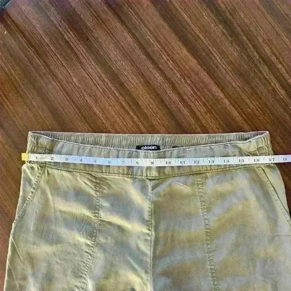 Olsen Anna Khaki Flat Front Wide Leg High Waist Pull On Trouser Sz M/10 NWOT - Picture 8 of 13